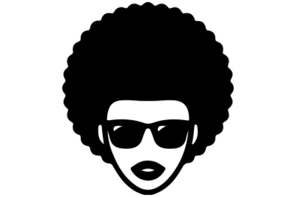 Stylized Portrait of a Man with Afro Hair and Sunglasses