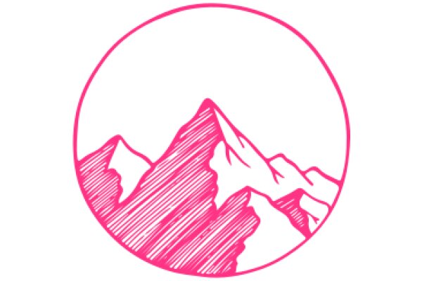 A Pink and White Illustration of a Mountain Range