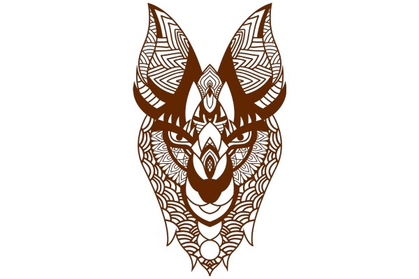 Stylized Wolf Head Design with Intricate Patterns