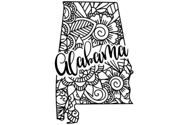 Stylized Alabama State Logo with Floral Patterns