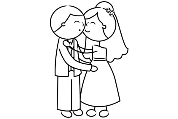 A Heartwarming Moment: A Cartoon Couple Embracing