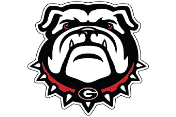 Stylized Bulldog Logo with Red and Black Accents