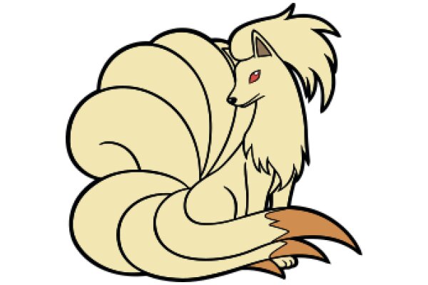 A Cute Cartoon of a Fox-like Creature with a Fluffy Tail