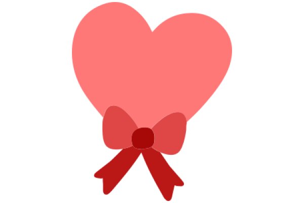 A Simple, Flat Design of a Red Heart with a Bow