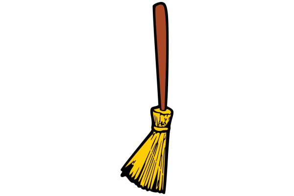 A Yellow Broom with a Brown Handle