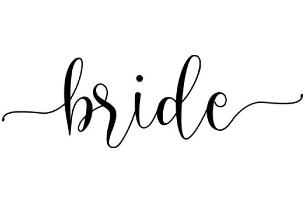 Elegant Black Calligraphy of the Word 'Bride' on a White Background