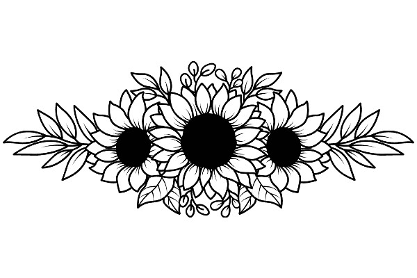 Stylized Floral Design with Sunflower Motif