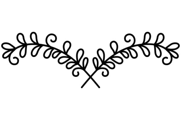 Elegant Black Line Art: A Symmetrical Floral Design