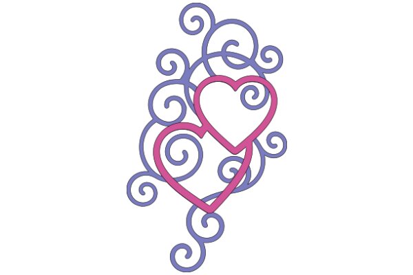 Stylized Heart Design with Purple and Pink Swirls