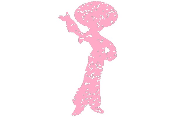 Pink Silhouette of a Figure with a Stick