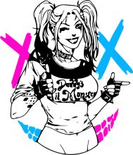 Stylized Illustration of a Female Character with a Punk Rock Aesthetic