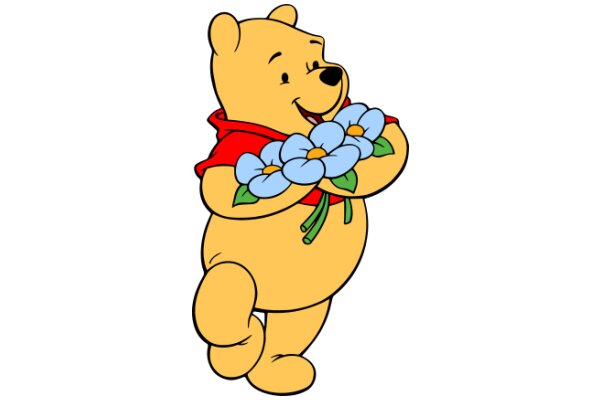 Winnie the Pooh's Delightful Blue Flowers