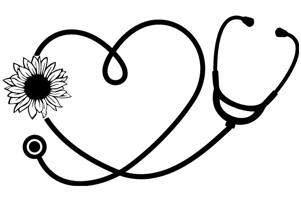 A Stylized Illustration of a Heart and a Stethoscope with a Flower