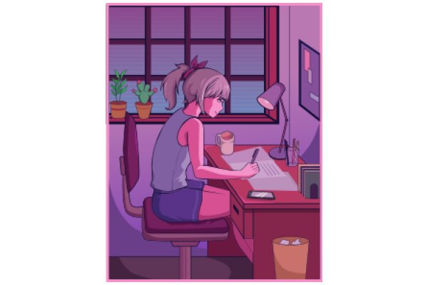 A Cozy Evening at Home: A Girl's Study Session