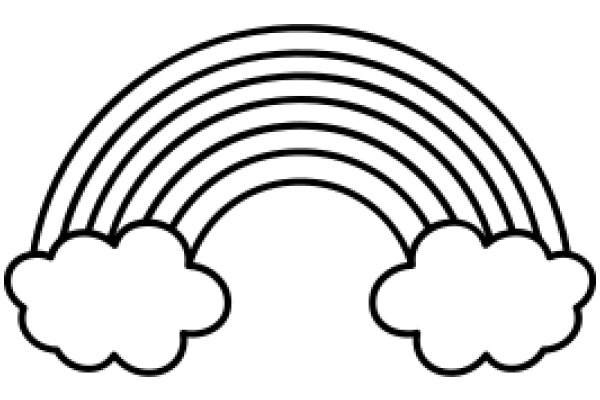 Simplistic Line Art of a Rainbow and Clouds