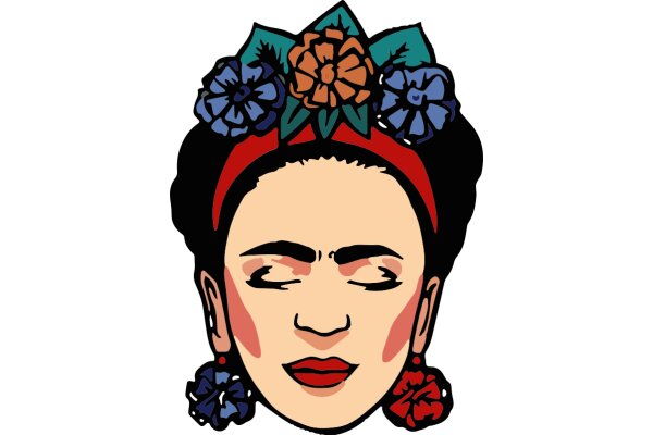 Stylized Portrait of a Woman with Floral Headpiece