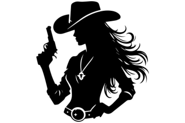 Silhouette of a Cowgirl with a Gun