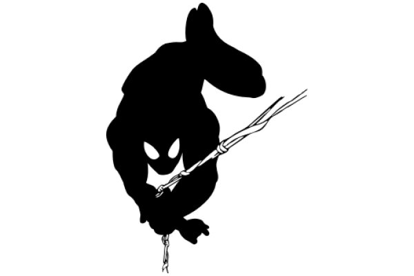 A Silhouette of a Monster-like Creature with a Stick