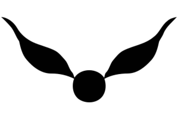 Stylized Black Silhouette of a Bird with a Round Body and Curved Wings