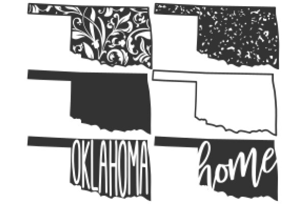 A Illustration of the State of Oklahoma with the Word 'Home'