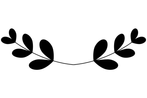 Stylized Black Silhouette of Leaves and Branches