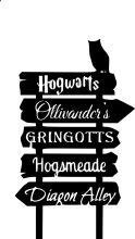 A Whimsical Signpost to Hogwarts, Grindelwald, and Diagon Alley