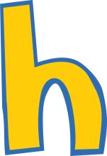 Vibrant Yellow Letter H with a Blue Outline