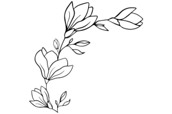 Elegant Line Drawing of a Flowering Plant