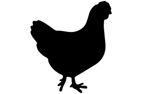 Silhouette of a Chicken on a White Background