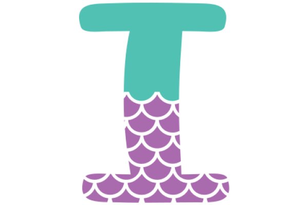 Stylized Letter T with a Purple Fish Design