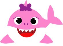 Whimsical Pink Cartoon Shark with Big Eyes and a Bow