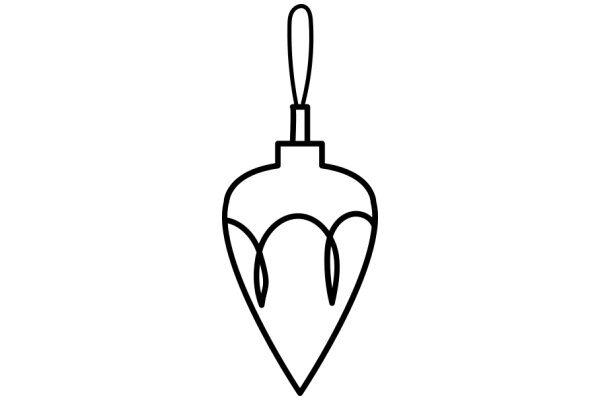 Simplistic Line Drawing of a Heart-Shaped Ornament