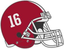 Red Football Helmet with the Number 16