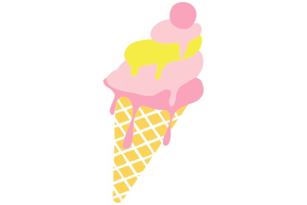 Delightful Pink and Yellow Ice Cream Cone