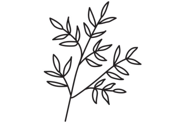 Simplistic Line Art of a Plant Branch