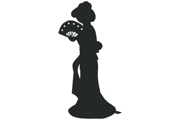 Silhouette of a Woman Holding a Fan