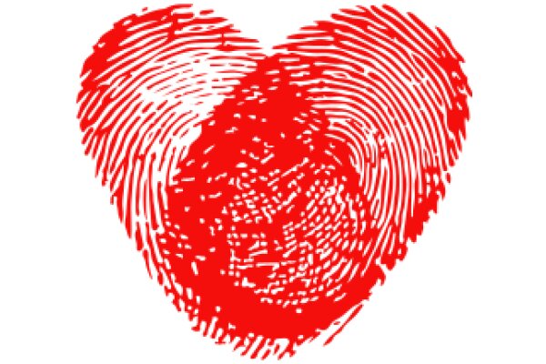 Digital Art: A Red Heart with a Fingerprint Pattern