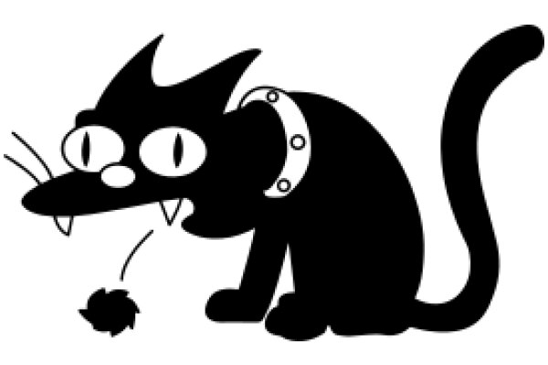 A Whimsical Black Cat with a Ring Around Its Neck