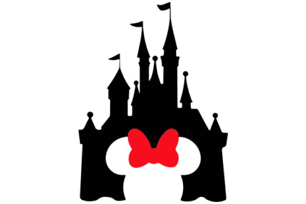 A Silhouette of a Castle and a Bow, with Flags Flying High