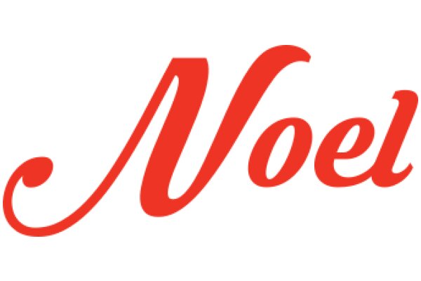 Stylized Red Logo of the Name 'Noel' with a Curly Script