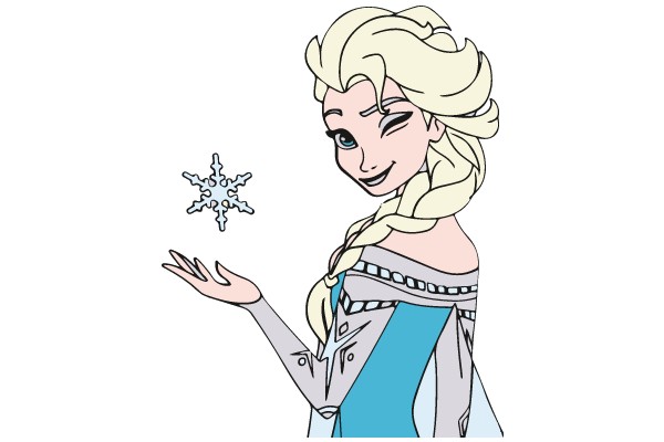 An Enchanting Illustration of Elsa from Frozen, Holding a Snowflake