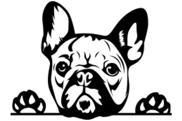 Stylized Illustration of a French Bulldog with a Paw Print