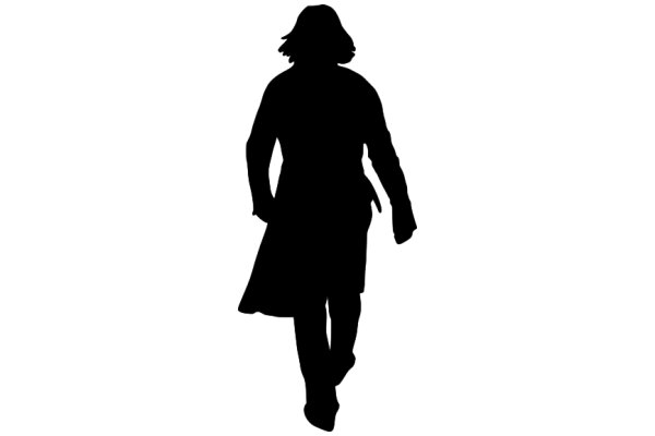 Silhouette of a Person in a Long Coat Walking Away