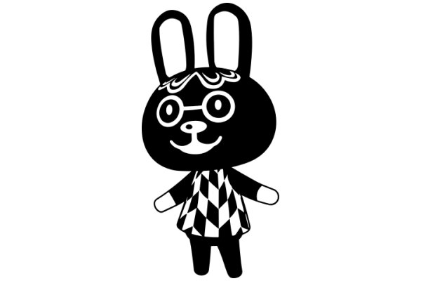 Stylish Cartoon Bunny with Glasses and Checkered Shirt