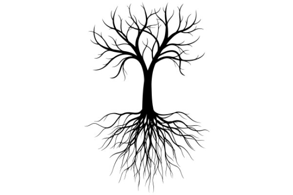 A Silhouette of a Tree with a Trunk and Branches