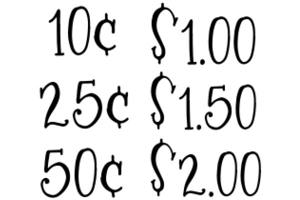 A Collection of Prices in Dollars and Cents