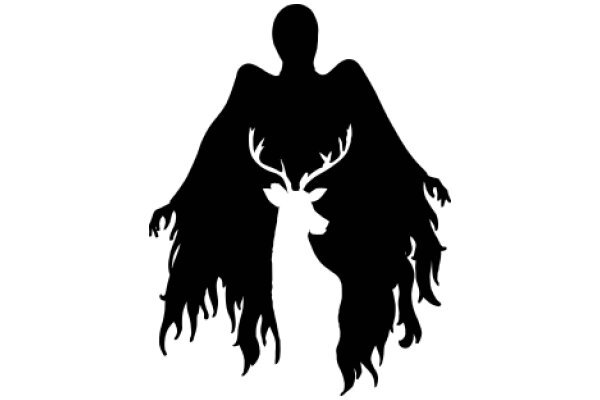 Silhouette of a Mythical Creature with Antlers and Wings