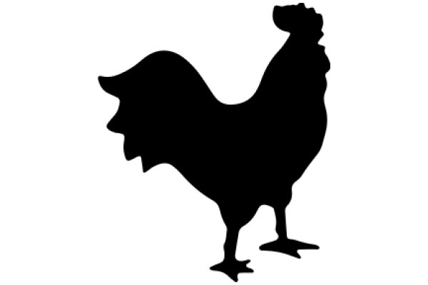 Silhouette of a Rooster on a White Background