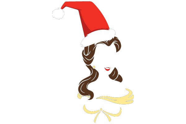 A Festive Holiday Greeting: A Woman's Face with a Santa Hat and Curls