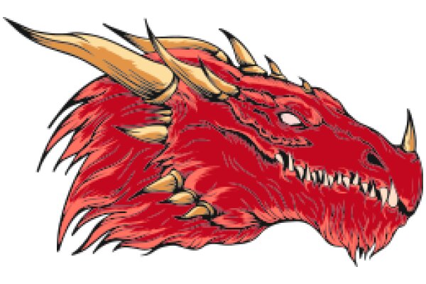 Vivid Illustration of a Red Dragon with Golden Horns